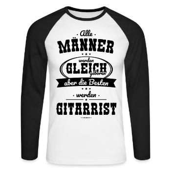 Alle Männer gleich Besten werden Gitarrist - Unisex Baseballshirt langarm - Weiß/Schwarz - Vorne - Nik (191cm)