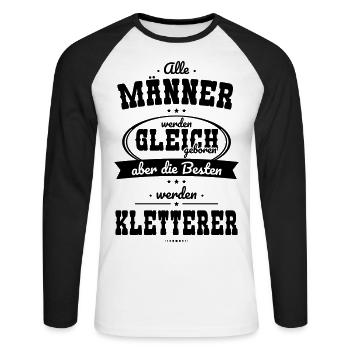 Alle Männer gleich Besten werden Kletterer - Unisex Baseballshirt langarm - Weiß/Schwarz - Vorne - Nik (191cm)