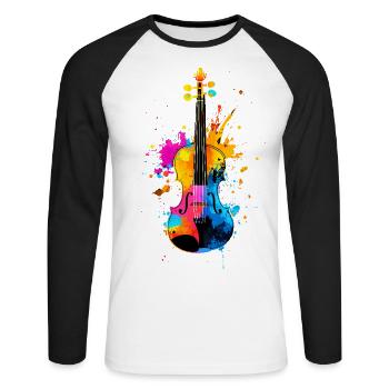 Colorful Violin Music - Unisex Long Sleeve Baseball T-Shirt - white/black - Front - Nik (191cm)