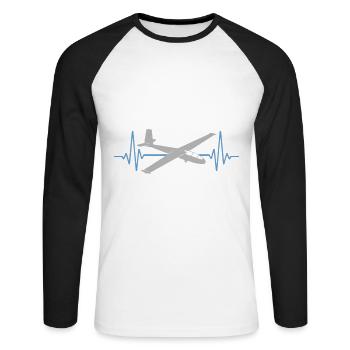 Heartbeat Glider Flying | Colors changeable - Unisex Long Sleeve Baseball T-Shirt - white/black - Front - Nik (191cm)