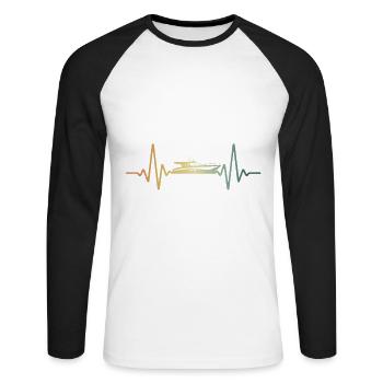 Heartbeat Bateau Bateau ECG Pulse - T-shirt baseball manches longues Homme - blanc/noir - Devant - Nik (191cm)
