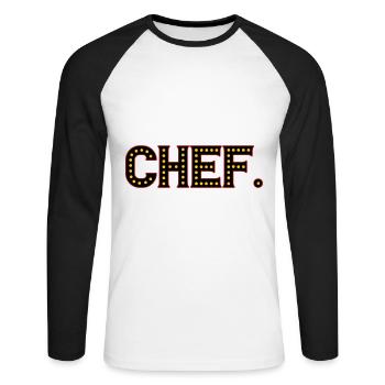 Chef | Couleurs changeantes - T-shirt baseball manches longues Homme - blanc/noir - Devant - Nik (191cm)