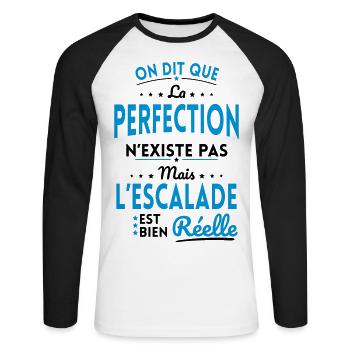 La Perfection n'existe pas l'escalade est Réelle - T-shirt baseball manches longues Homme - blanc/noir - Devant - Nik (191cm)