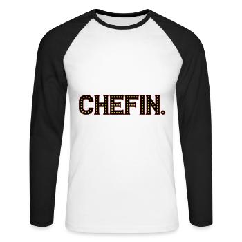 Chefin | Farben änderbar - Unisex Baseballshirt langarm - Weiß/Schwarz - Vorne - Nik (191cm)