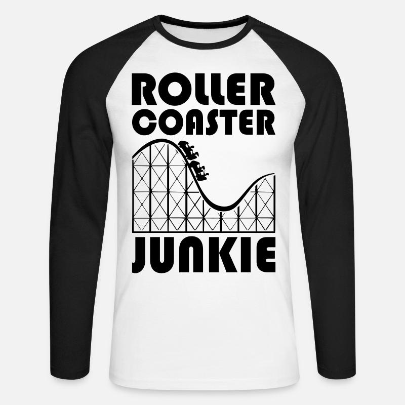 Roller Coaster Junkie - Unisex Baseballshirt langarm - Weiß/Schwarz