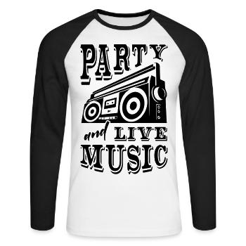 Party and Live Music - Unisex Baseballshirt langarm - Weiß/Schwarz - Vorne - Nik (191cm)