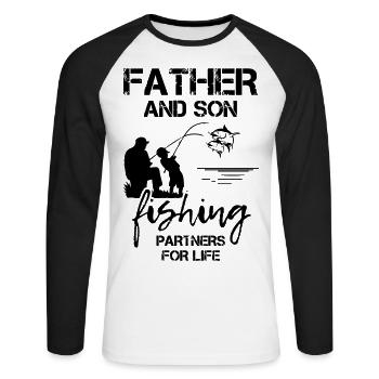 Père et fils : des partenaires de pêche pour la vie - T-shirt baseball manches longues Homme - blanc/noir - Devant - Nik (191cm)