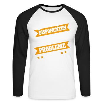 Disponent Gott - Unisex Baseballshirt langarm - Weiß/Schwarz - Vorne - Nik (191cm)