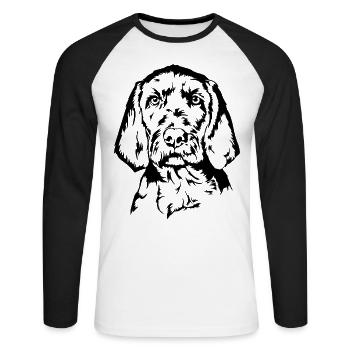 Vizsla Drahthaar Portrait Hund Hunde Wilsigns - Unisex Baseballshirt langarm - Weiß/Schwarz - Vorne - Nik (191cm)