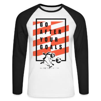 Minions Football Design Go After Your Goals - Unisex Long Sleeve Baseball T-Shirt - white/black - Front - Nik (191cm)