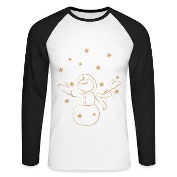 Bonhomme de neige de Noël - T-shirt baseball manches longues Homme - blanc/noir - Devant - Nik (191cm)
