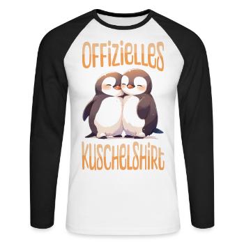 Offizielles Kuschelshirt Pinguine Liebe Herz Süß - Unisex Baseballshirt langarm - Weiß/Schwarz - Vorne - Nik (191cm)