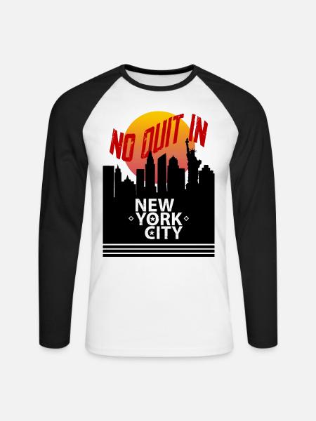New York City Graphic - Unisex Long Sleeve Baseball T-Shirt - white/black