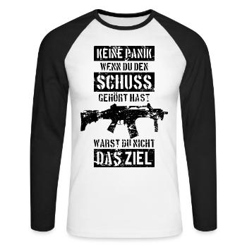 BUNDESWEHR SOLDATEN SCHUSS ZIEL MASCHINENGEWEHR - Unisex Baseballshirt langarm - Weiß/Schwarz - Vorne - Nik (191cm)