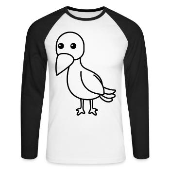 Corneille Comic Animal - T-shirt baseball manches longues Homme - blanc/noir - Devant - Nik (191cm)