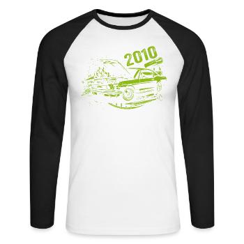 2010 Geburtstag Oldtimer Modell 2010 Vintage 2010 - Unisex Baseballshirt langarm - Weiß/Schwarz - Vorne - Nik (191cm)