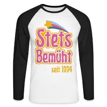 Stets Bemüht seit 1994 - Unisex Baseballshirt langarm - Weiß/Schwarz - Vorne - Nik (191cm)
