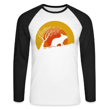 Degu Sunset | Gift for Deguhalter | DEGUS - Unisex Long Sleeve Baseball T-Shirt - white/black - Front - Nik (191cm)