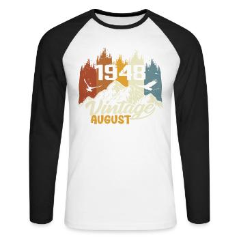 Legendary Since August 1948 Birthday Gift 1948 - Unisex Long Sleeve Baseball T-Shirt - white/black - Front - Nik (191cm)