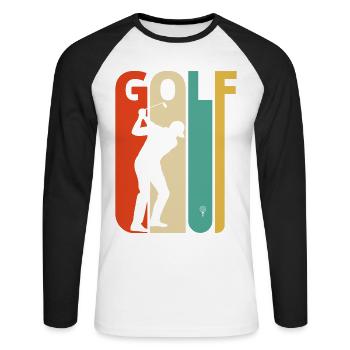 Vintage Retro Golf Gifts for Golfer. Golf Player - Unisex Long Sleeve Baseball T-Shirt - white/black - Front - Nik (191cm)