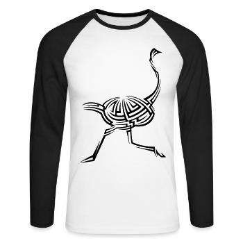 Ostrich Tribal Tattoo - Unisex Long Sleeve Baseball T-Shirt - white/black - Front - Nik (191cm)