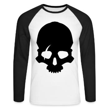 Skeleton skull - Unisex Long Sleeve Baseball T-Shirt - white/black - Front - Nik (191cm)