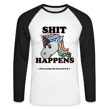 LICORNE - T-shirt baseball manches longues Homme - blanc/noir - Devant - Nik (191cm)