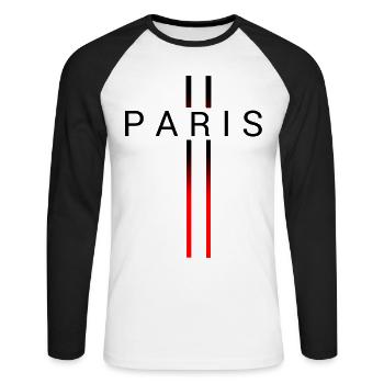 France - Unisex Long Sleeve Baseball T-Shirt - white/black - Front - Nik (191cm)