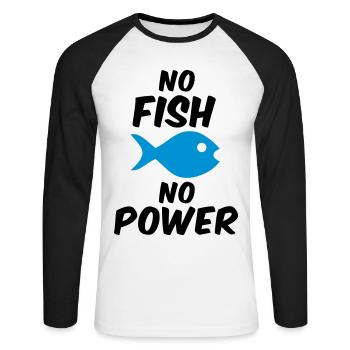 No fish no power - Unisex Long Sleeve Baseball T-Shirt - white/black - Front - Nik (191cm)