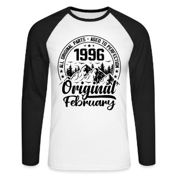 1996 février Original : 28 Ans cadeau Anniversaire - T-shirt baseball manches longues Homme - blanc/noir - Devant - Nik (191cm)