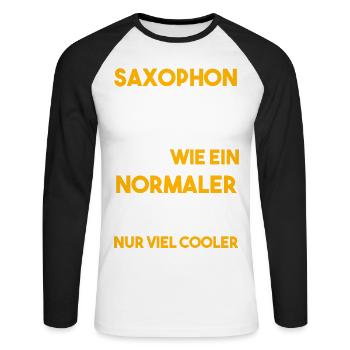 Saxophonist Opa Saxophon Saxophonspieler - Unisex Baseballshirt langarm - Weiß/Schwarz - Vorne - Nik (191cm)