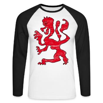 Lion de Hollande-Méridionale - T-shirt baseball manches longues Homme - blanc/noir - Devant - Nik (191cm)
