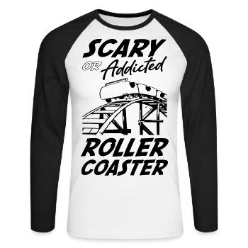 Scary or Addicted Roller Coaster - Unisex Baseballshirt langarm - Weiß/Schwarz - Vorne - Nik (191cm)