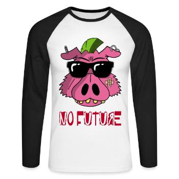 Cochon punk - T-shirt baseball manches longues Homme - blanc/noir - Devant - Nik (191cm)