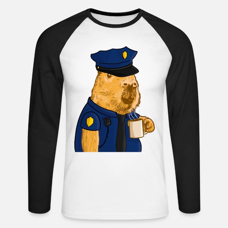 Polizei Capybara - Unisex Baseballshirt langarm - Weiß/Schwarz