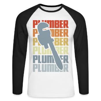 Installer Vintage Look - Unisex Long Sleeve Baseball T-Shirt - white/black - Front - Nik (191cm)