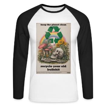 Recycle it! - Unisex Long Sleeve Baseball T-Shirt - white/black - Front - Nik (191cm)