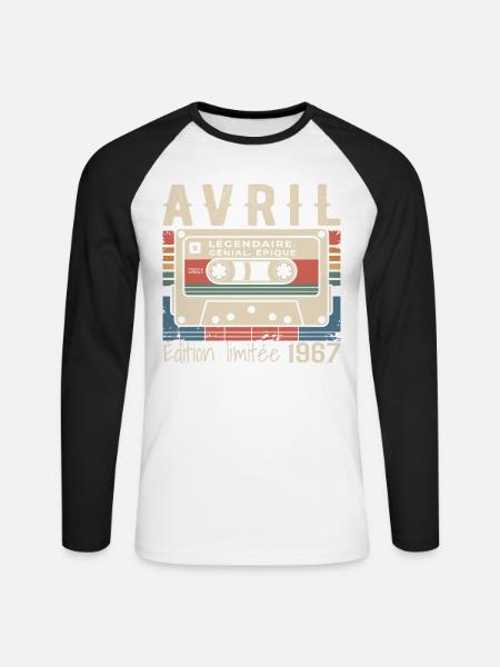 avril 1967 April 1967 - T-shirt baseball manches longues Homme - blanc/noir