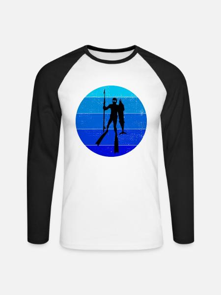 Speerfischen Speerfischen Speerfischer Fischen - Unisex Baseballshirt langarm - Weiß/Schwarz