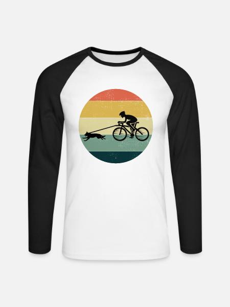 Bikejöring HundScooting Hund Sport Fahrrad Fahrrad Fahrt - Unisex Baseballshirt langarm - Weiß/Schwarz