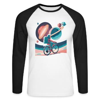 Galactic Cycling - Unisex Long Sleeve Baseball T-Shirt - white/black - Front - Nik (191cm)