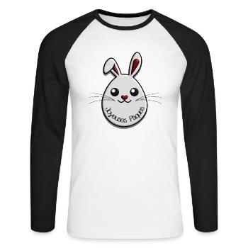 Lapin pâques mignon - T-shirt baseball manches longues Homme - blanc/noir - Devant - Nik (191cm)