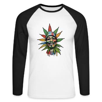 Grinning Greens Das Happy High mit Stil - Unisex Baseballshirt langarm - Weiß/Schwarz - Vorne - Nik (191cm)