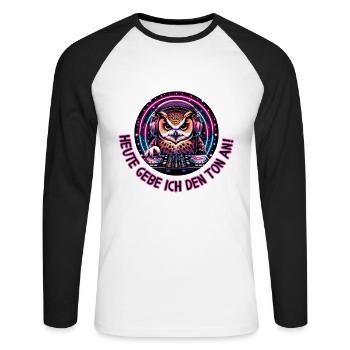 Today I'm setting the tone for Owl - Unisex Long Sleeve Baseball T-Shirt - white/black - Front - Nik (191cm)