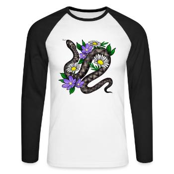 vipère - T-shirt baseball manches longues Homme - blanc/noir - Devant - Nik (191cm)