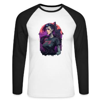 Stunning punk Girl for Science Fiction Lovers - Unisex Long Sleeve Baseball T-Shirt - white/black - Front - Nik (191cm)
