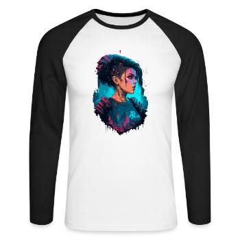 Gorgeous Futuristic Women For Gaming Fans - Unisex Long Sleeve Baseball T-Shirt - white/black - Front - Nik (191cm)