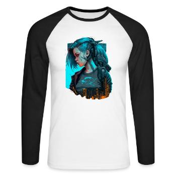 Beautiful Futuristic Lady For Gaming Lovers - Unisex Long Sleeve Baseball T-Shirt - white/black - Front - Nik (191cm)