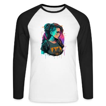 Fearsome Punk Girl the ideal gift for Tech nerds - Unisex Long Sleeve Baseball T-Shirt - white/black - Front - Nik (191cm)