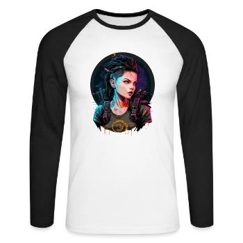 Breathtaking Punk Women das einfache Geschenk für Gamer - Unisex Baseballshirt langarm - Weiß/Schwarz - Vorne - Nik (191cm)
